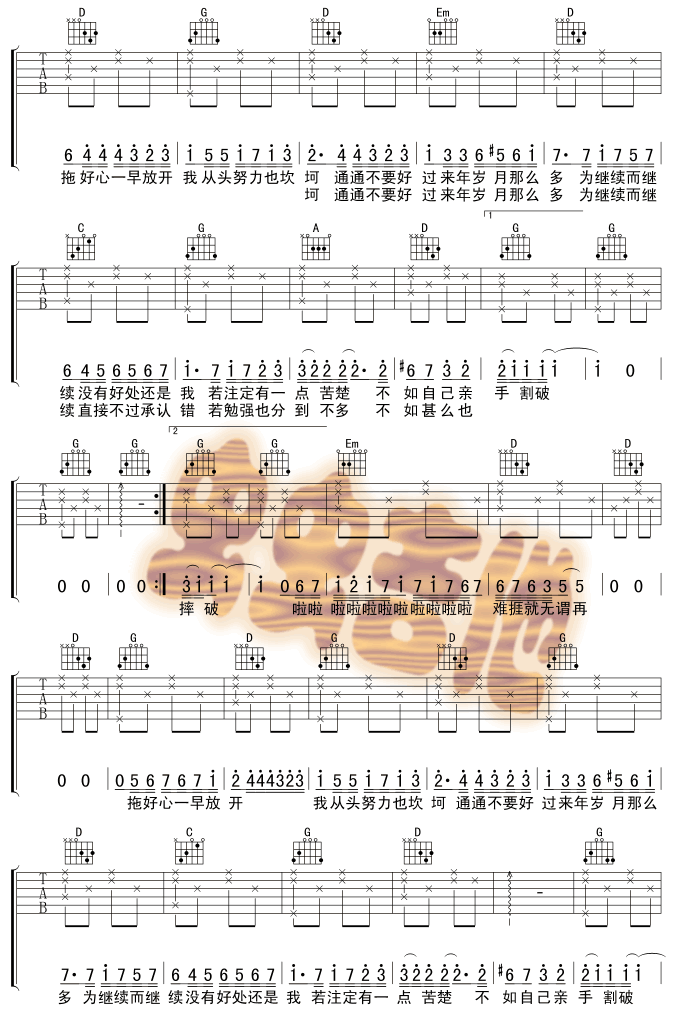 《好心分手》_高清吉他谱