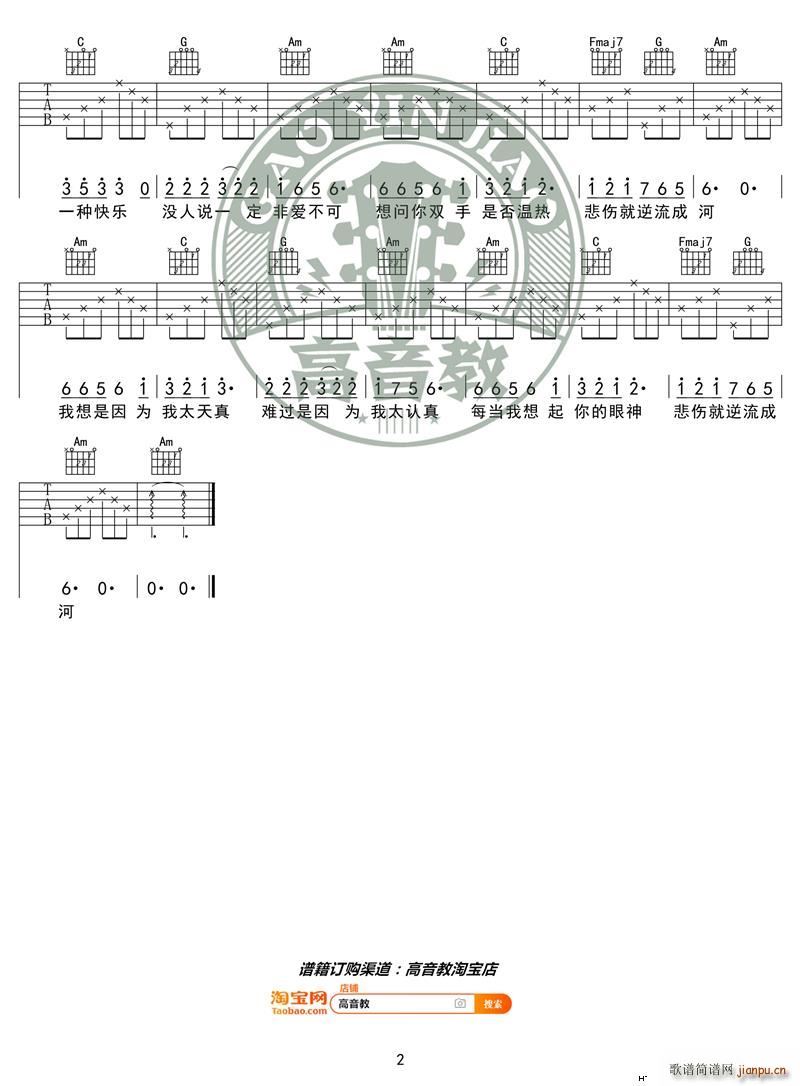 《逆流成河》_高清吉他谱