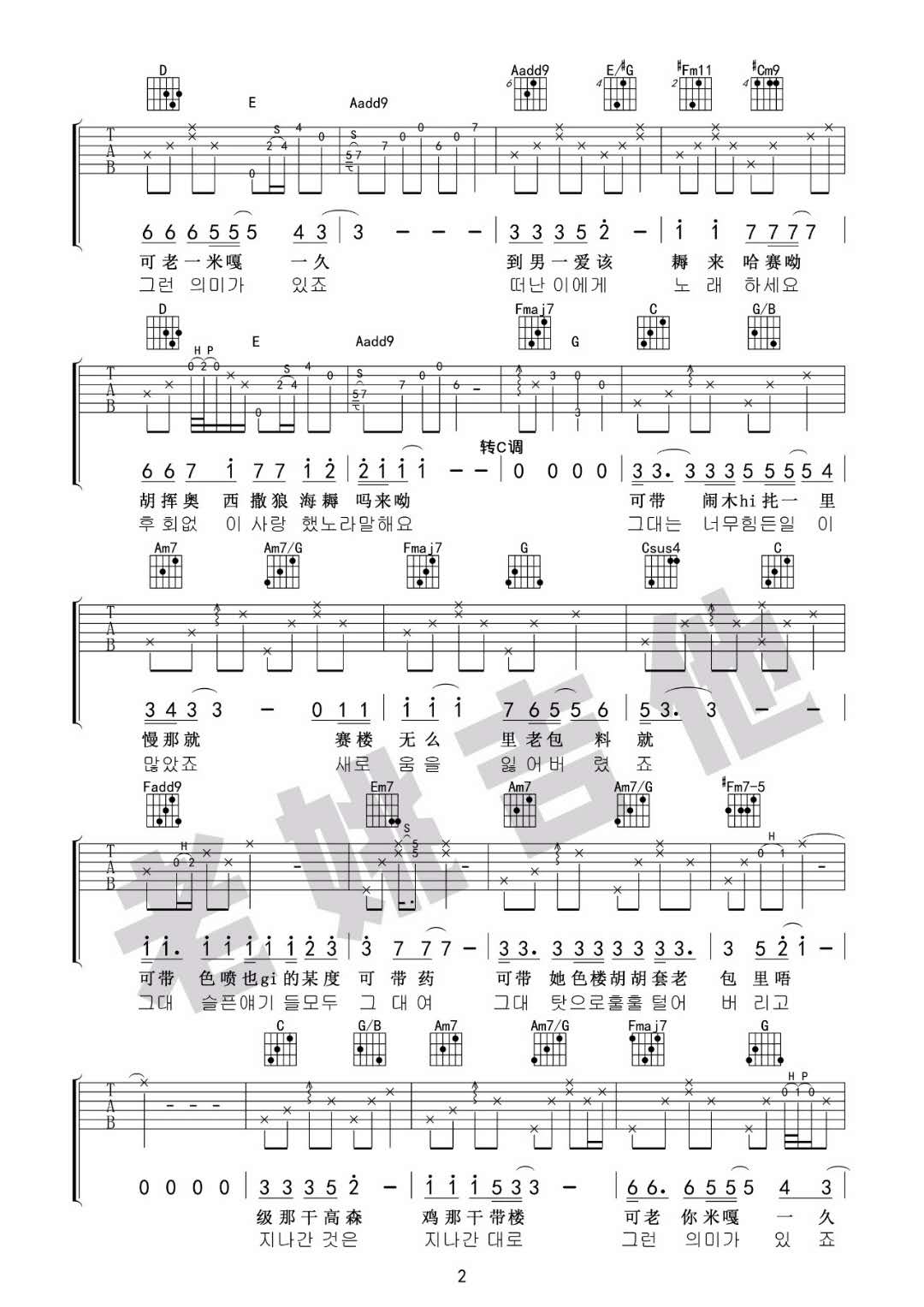 《你不要担心》_高清吉他谱