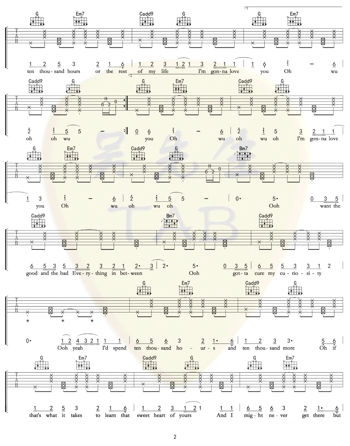 10000 Hours吉他谱 Justin Bieber-2