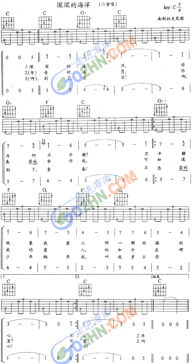 《深深的海洋》_高清吉他谱