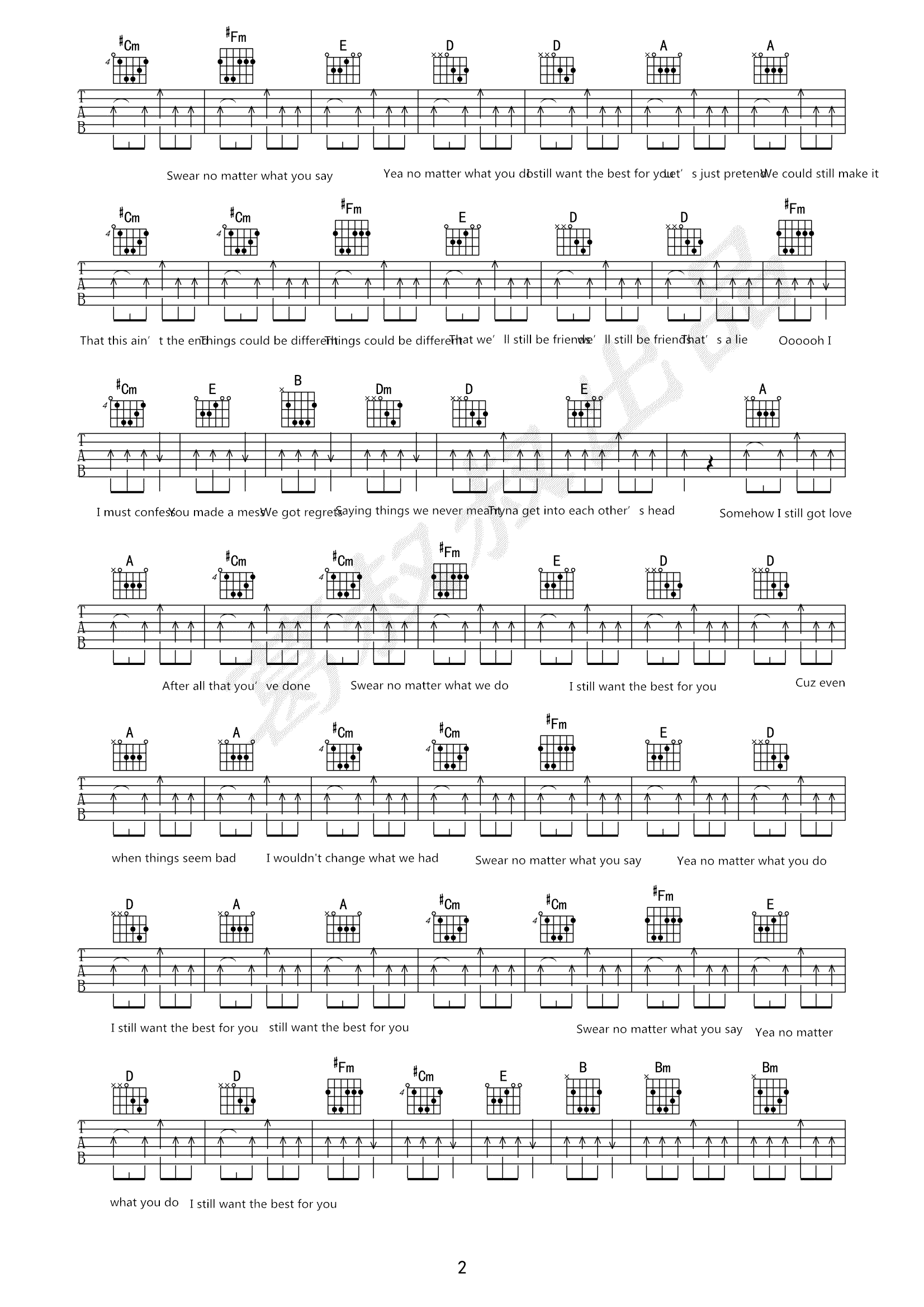 欧阳娜娜《The Best For You》吉他谱2