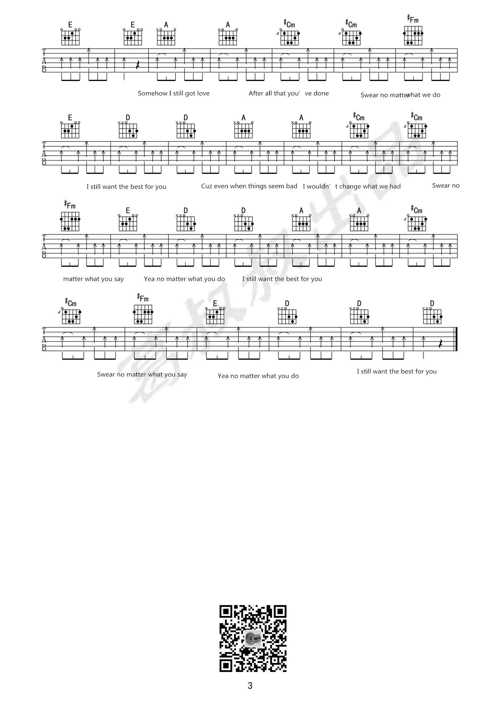 欧阳娜娜《The Best For You》吉他谱3