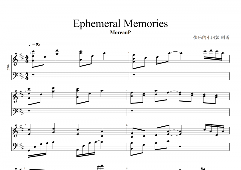 Moreanp-Ephemeral Memories钢琴谱五线谱