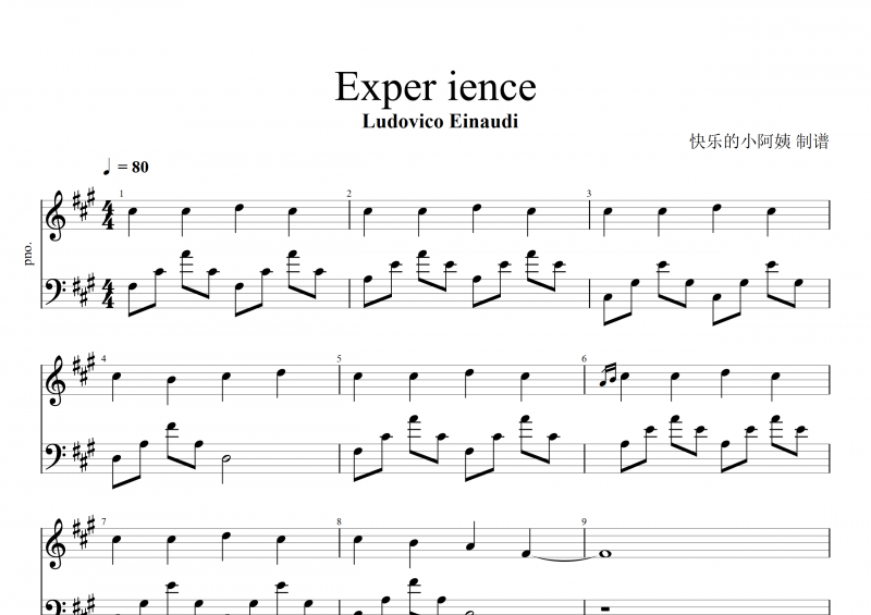 Ludovico Einaudi-Experience钢琴谱五线谱