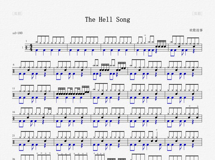 The hell song鼓谱 sum 41-The hell song架子鼓谱