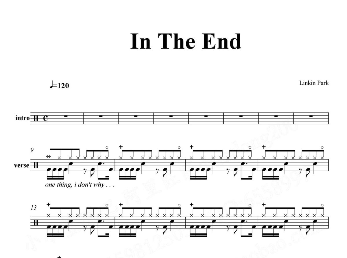 Linkin Prak-in the end架子鼓谱