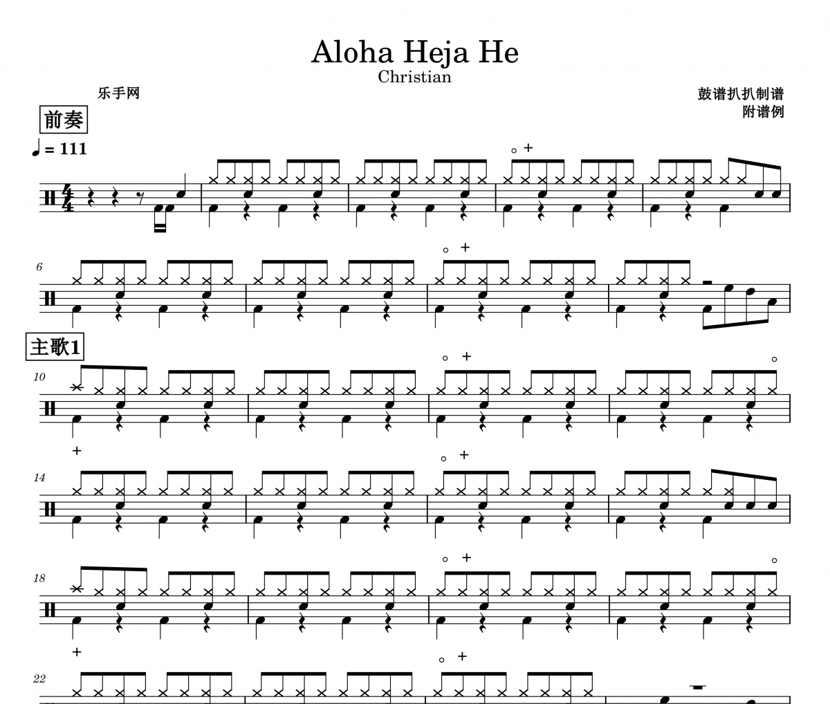 Christian die saubern Jungs-Aloha Heja He架子鼓谱爵士鼓曲谱