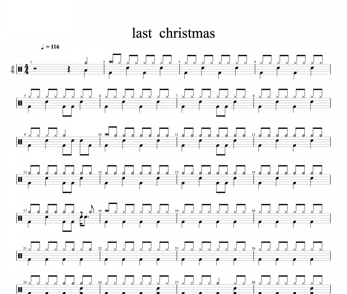 Taylor swift-last christmas架子鼓谱爵士鼓曲谱【圣诞主题】