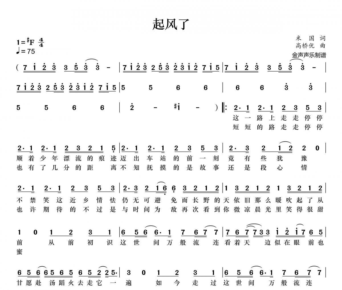 买辣椒也用券-起风了简谱#F调