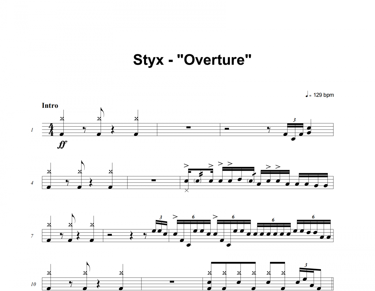 Styx-Overture架子鼓谱爵士鼓曲谱