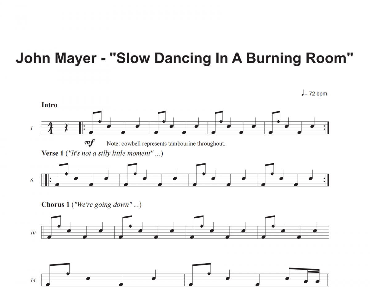 John Mayer-Slow Dancing in a Burning Room (Album Version)架子鼓