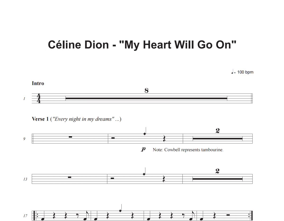 Céline Dion-My Heart Will Go On架子鼓谱爵士鼓谱