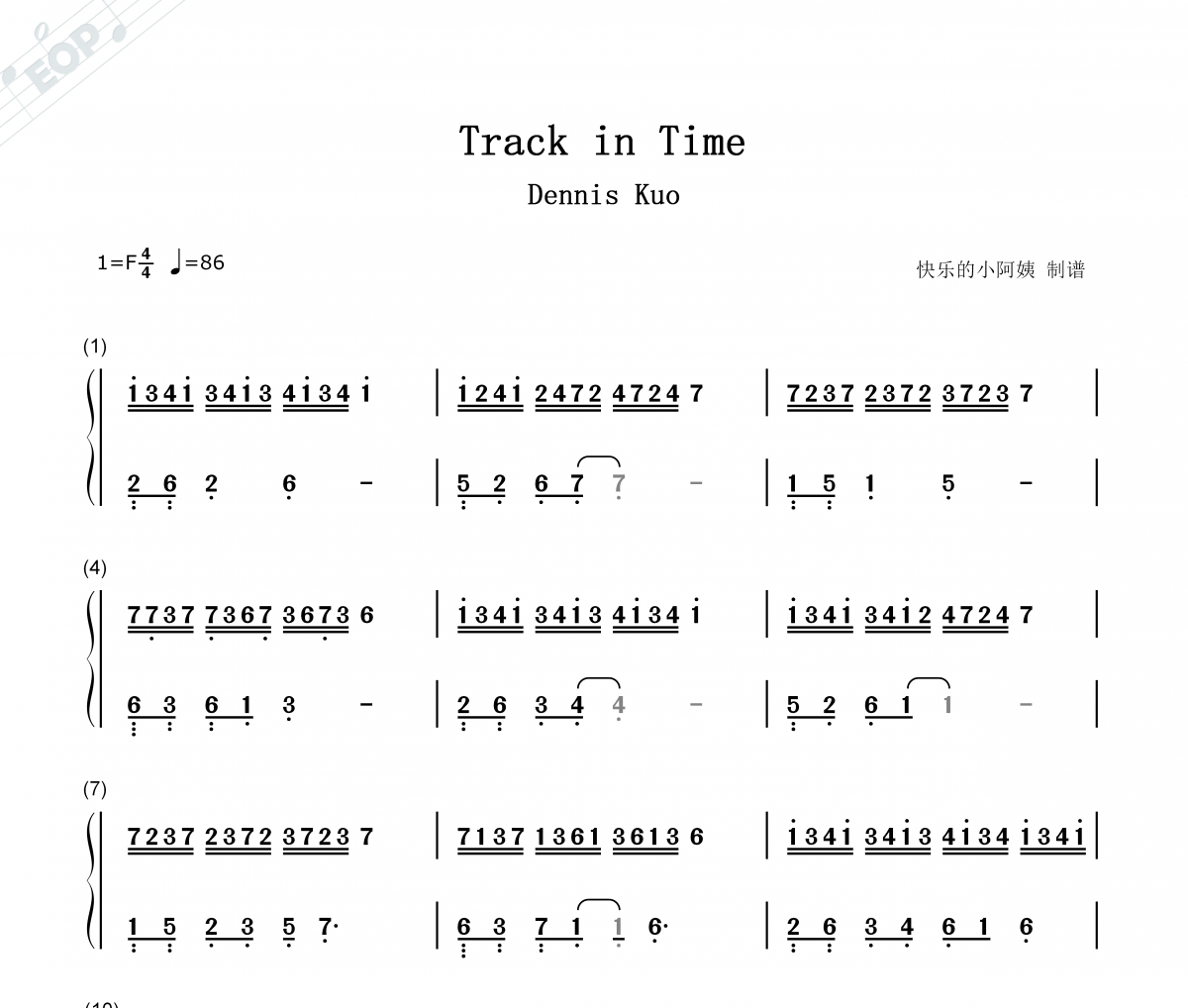 Track in Time简谱 Dennis Kuo-Track in Time-(双手简谱)钢琴谱