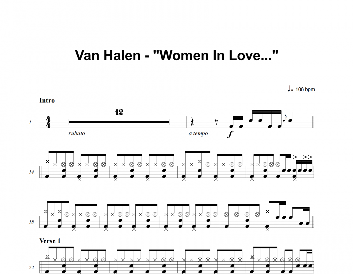 Van Halen-Women in Love... (2015 Remaster)架子鼓|爵士鼓|鼓谱