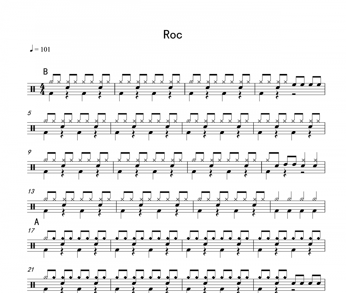 ROC鼓谱 Nadiya 《ROC》架子鼓谱+动态视频