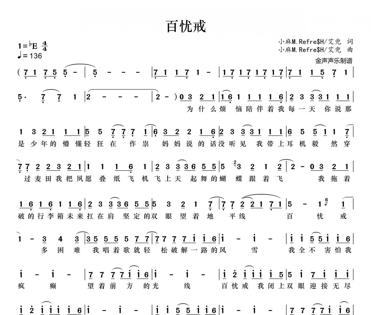 百忧戒简谱 时代少年团《百忧戒》简谱+动态视频