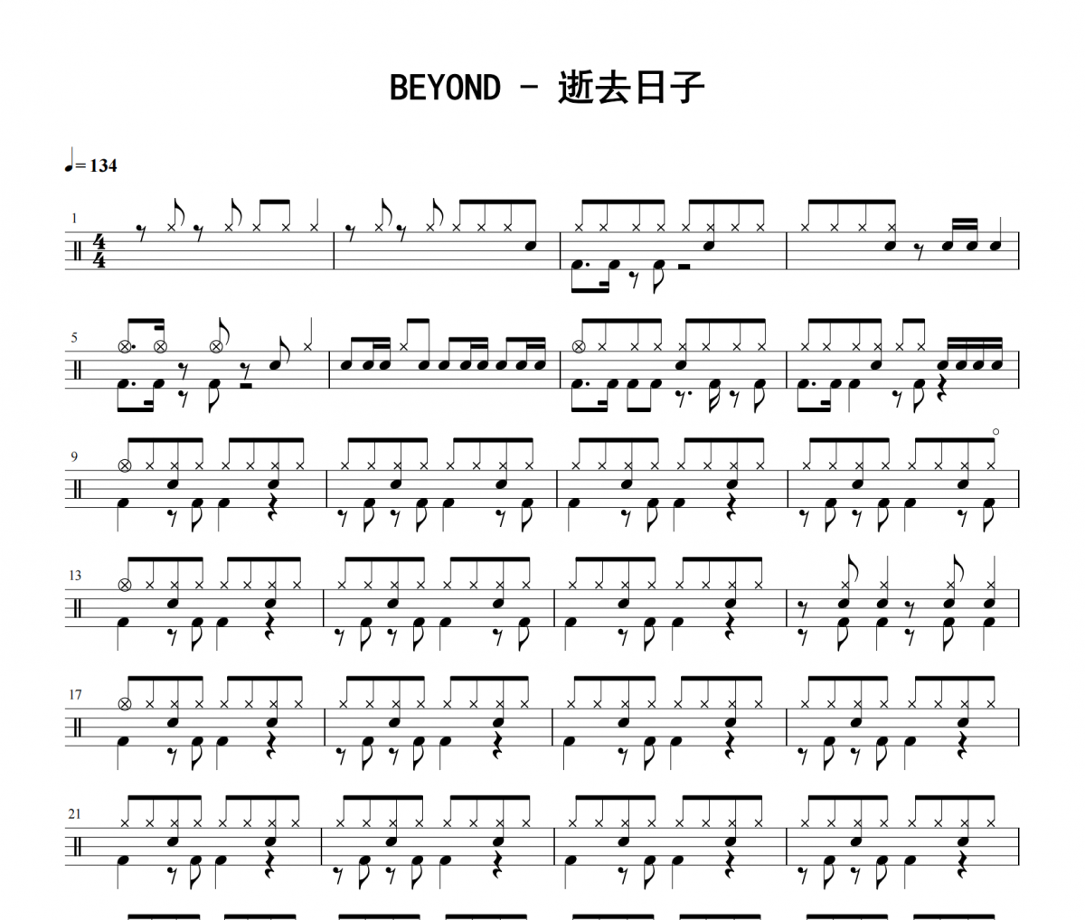 BEYOND-逝去日子架子鼓|爵士鼓|鼓谱 积极处世发布