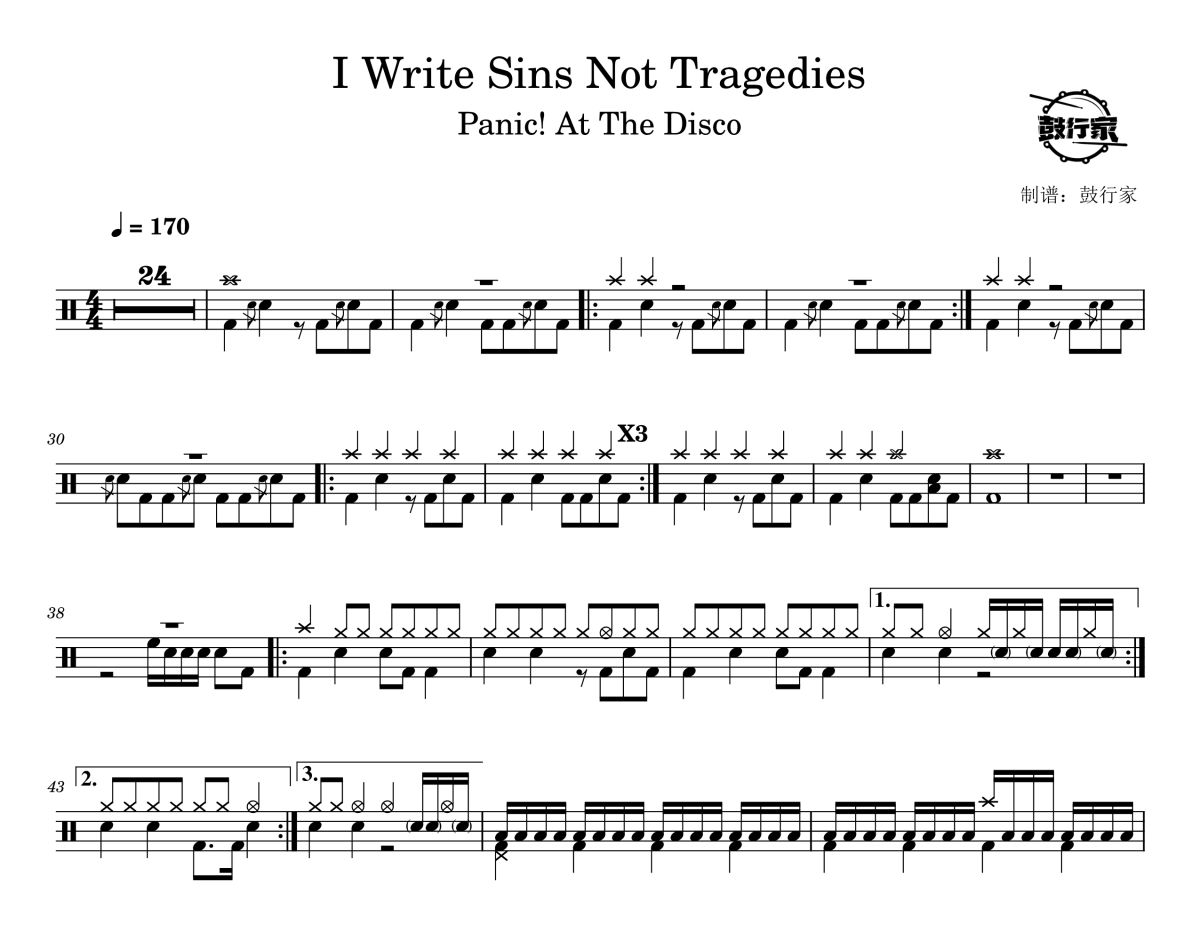 I Write Sins Not Tragedies鼓谱 Panic! At The Disco-I Write Sin