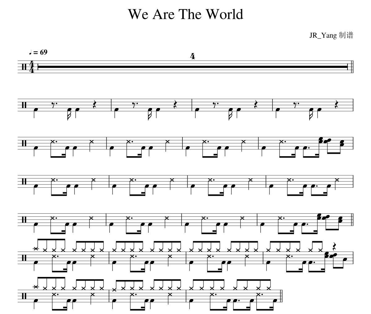 We Are the World 鼓谱 Michael Jackson《We Are the World 》(Demo)
