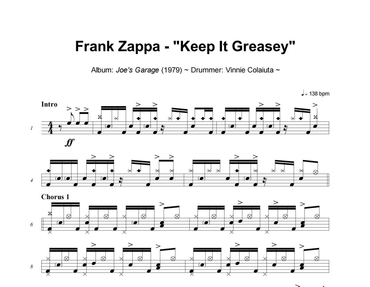 Frank Zappa《Keep It Greasey》架子鼓|爵士鼓|鼓谱+动态视频