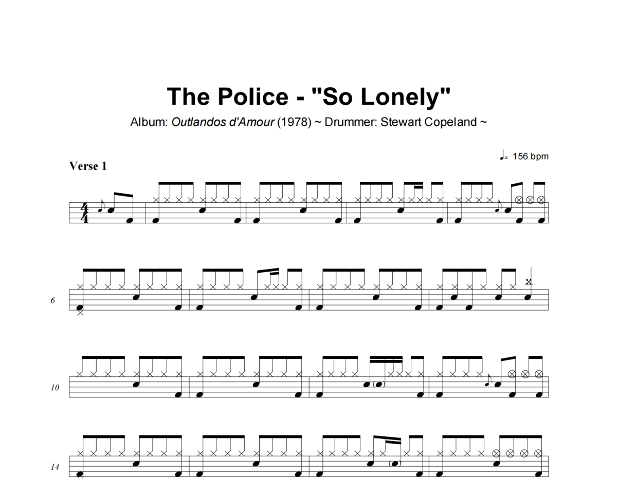 So Lonely鼓谱 The Police《So Lonely》架子鼓|爵士鼓|鼓谱+动态视频