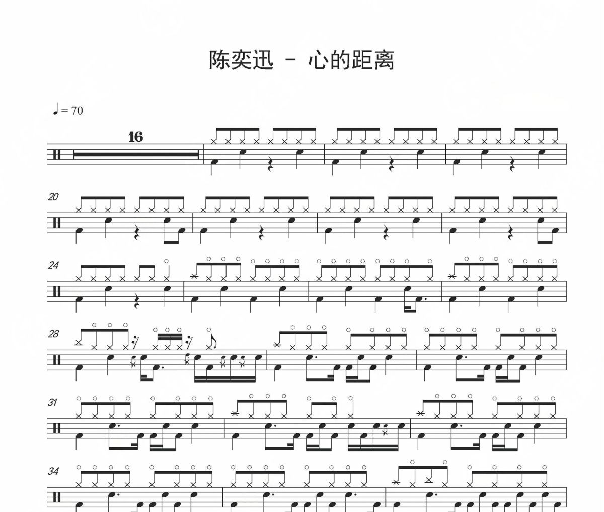 心的距离鼓谱 陈奕迅-心的距离爵士鼓谱