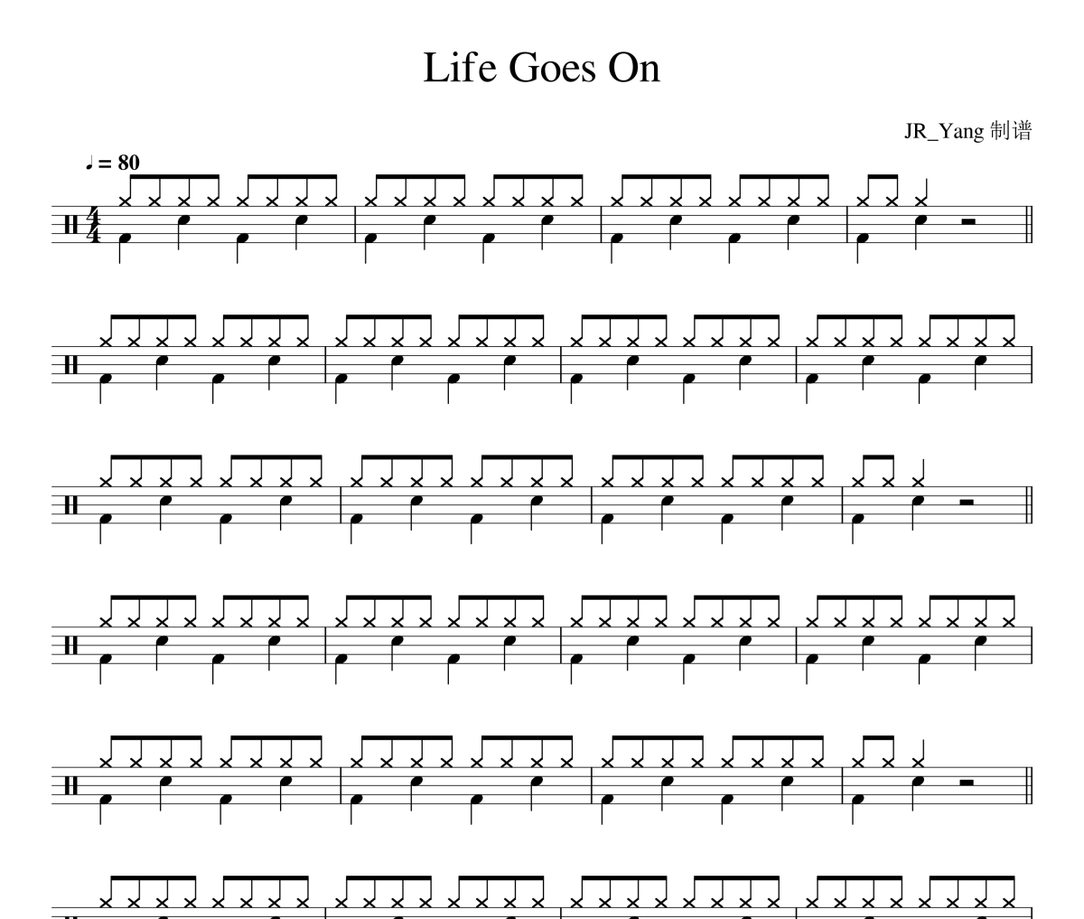 Life Goes On鼓谱 Oliver Tree-Life Goes On爵士鼓谱