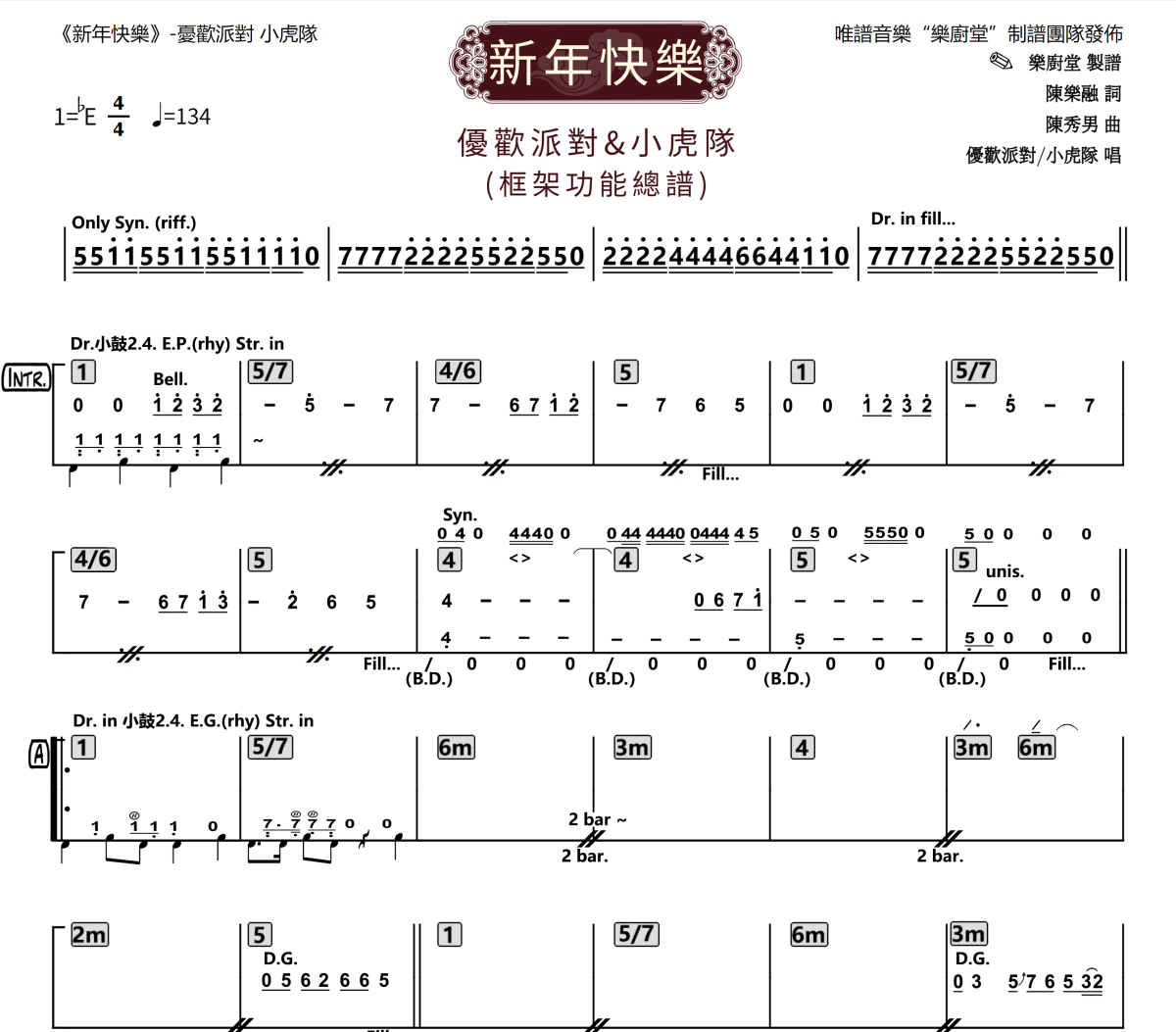 新年快乐简谱 小虎队 忧欢派对《新年快乐》简谱