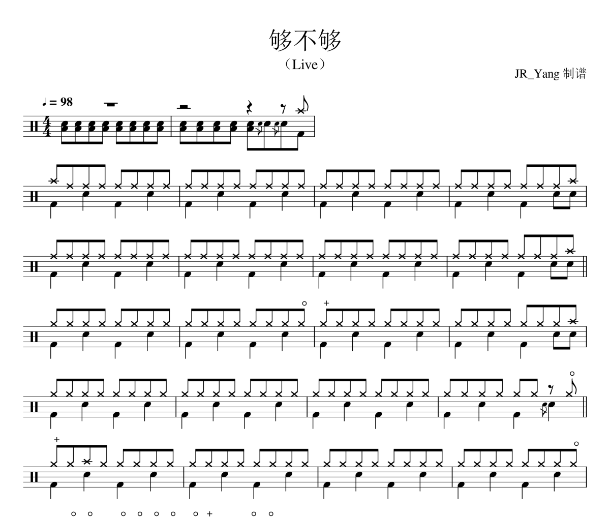 够不够鼓谱 方大同《够不够》(Live)架子鼓|爵士鼓|鼓谱