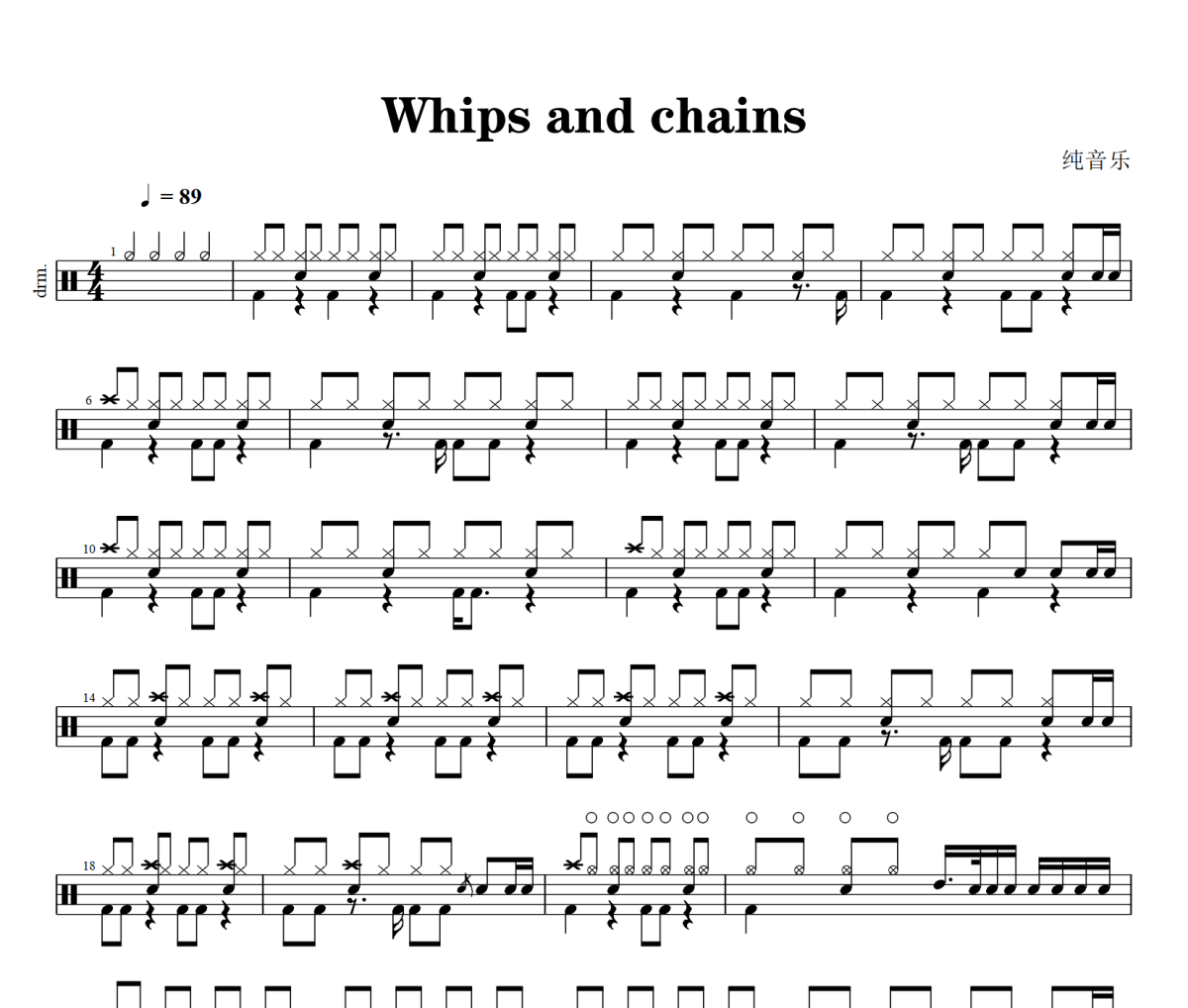 Whips and chains鼓谱 Whips and chains《Whips and chains》(纯音乐)架子鼓谱+动态视频