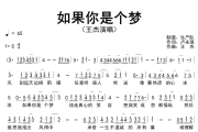 如果你是个梦简谱 王杰《如果你是个梦》简谱C调