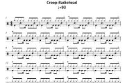 Creep鼓谱 Radiohead-Creep爵士鼓谱