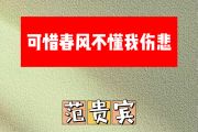 可惜春风不懂我伤悲简谱 范贵宾-可惜春风不懂我伤悲简谱G调